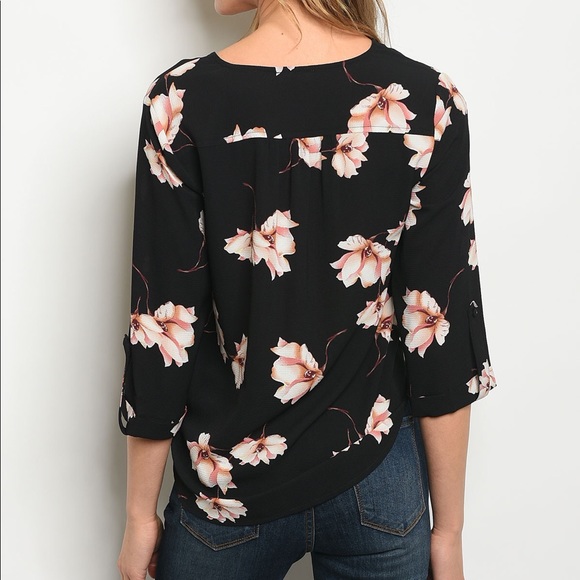 Black Floral Blouse - Picture 3 of 4